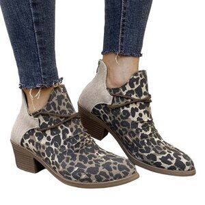 YASIRUN - Leopard Bootie with Chunk Heel